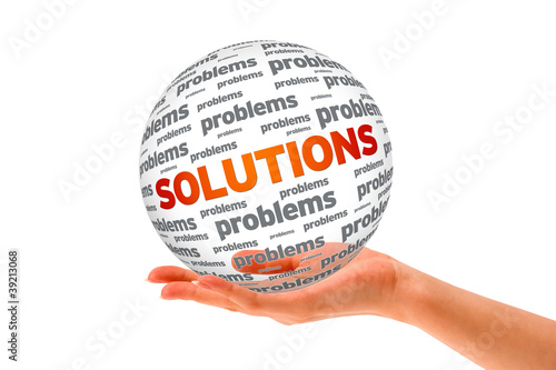 Illustration: Hand holding a Solutions 3D Sphere Hand holding a Solutions 3D Sphere