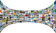 Abstract multimedia background made by different images.
