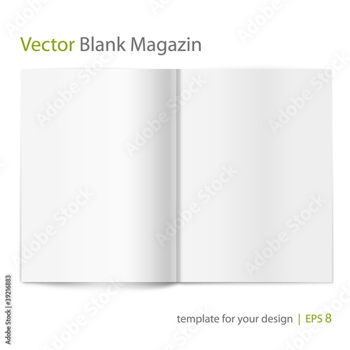 Vector: Blank magazine spread on white background. Template for design Blank magazine spread on white background. Template for design