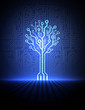 Vector circuit board background with electronic tree. eps10