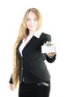 Young businesswoman with a business card