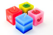 Isolated colorful rectangular candles