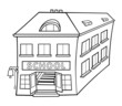 School - Black and White illustration