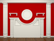 Red Wall with classical columns and moldings