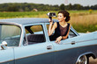 beatuful woaman and a retro car beatuful woaman and a retro car