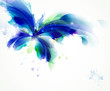 Abstract butterfly with blue and cyan blots