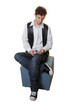 Young man listening music