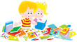Girl and boy with a set of first-graders