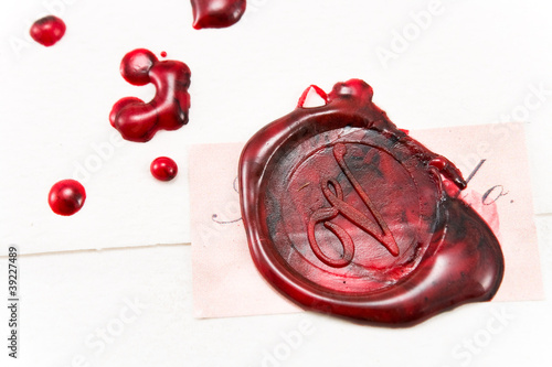 Photo: Wax seal on a letter Wax seal on a letter