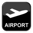 Glossy Button schwarz - Airport / Flughafen
