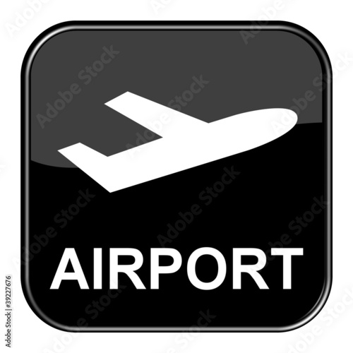 Illustration: Glossy Button schwarz - Airport / Flughafen Glossy Button schwarz - Airport / Flughafen