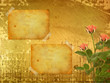 Illustration: Old postcard for congratulation or invitation with bunch of flow Old postcard for congratulation or invitation with bunch of flow