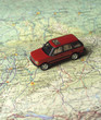 Car on a road map