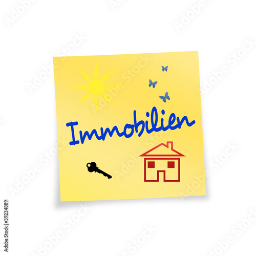 Illustration: Notizzettel gelb Immobilien Notizzettel gelb Immobilien