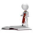 Illustration: Little 3d guy writing in a notebook Little 3d guy writing in a notebook