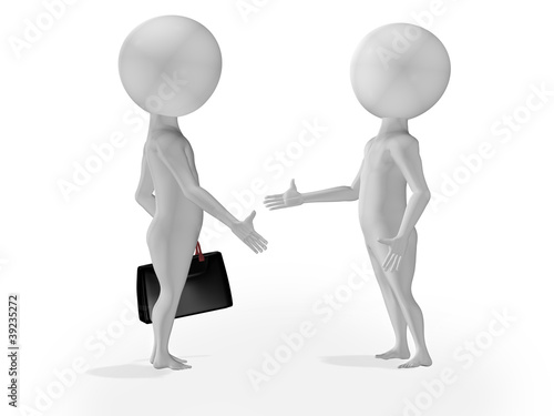 Illustration: 3d little people business deal, handshake 3d little people business deal, handshake