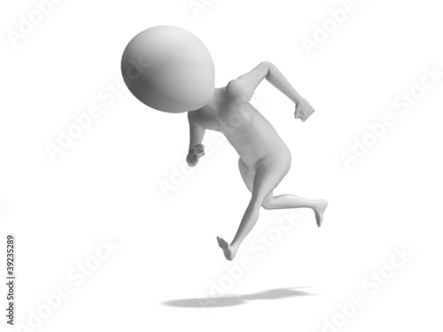 Illustration: Running fast. 3d little human model on white Running fast. 3d little human model on white