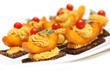 Peaches with mustard cream and cherry tomato Peaches with mustard cream and cherry tomato