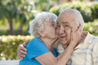 Romantic senior couple in a park