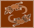 illustration based on aboriginal style of dot painting: lizard
