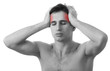 Photo: man with headache on white background man with headache on white background
