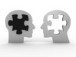 Two heads with a puzzle. 3D image Two heads with a puzzle. 3D image