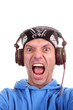 Man enjoying music, studio photo Man enjoying music, studio photo