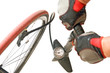 Photo: Inflate the bicycle tyre Inflate the bicycle tyre