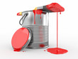 Paint can and paintbrush. 3d