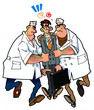 two doctors and stressed man