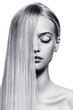 Beautiful Blonde Girl. Healthy Long Hair. BW Image Beautiful Blonde Girl. Healthy Long Hair. BW Image
