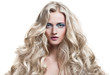 Beautiful Blonde Girl. Healthy Long Curly Hair. Beautiful Blonde Girl. Healthy Long Curly Hair.