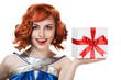 Young happy woman with a gift