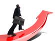 Businessman towards arrow pointing up direction