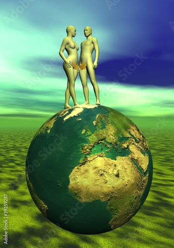 Illustration: Adam and Eve upon the earth Adam and Eve upon the earth