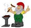 Gartenzwerg am Holzkohlegrill