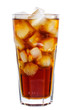 Cola with ice cubes isolated on white