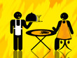 Waiter and woman client