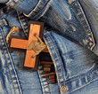 Photo: Keys, cross in jeans pocket Keys, cross in jeans pocket