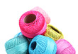 Bright threads for knitting isolated on white