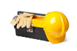 Photo: Hard Hat, Leather Gloves and toolbox Hard Hat, Leather Gloves and toolbox