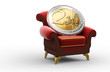 Two-Euro coin on the throne