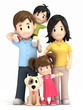 3d render of a happy family