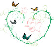 Vector: Heart of roses with butterflies Heart of roses with butterflies