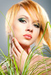 Fashion woman with green makeup Fashion woman with green makeup