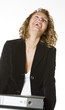 portrait of businesswoman with folders