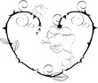 black and white heart with roses
