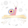 Vector: funny snail in the banner paper funny snail in the banner paper