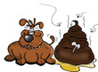 Dicker Hund mit Haufen