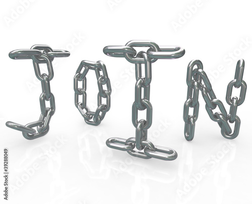 Illustration: Join Word in Chain Links Joining Group Locked In Join Word in Chain Links Joining Group Locked In